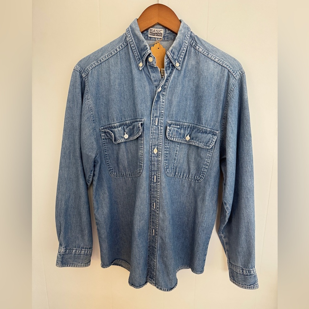 Basic Editions Blue Denim Button-Down Shirt